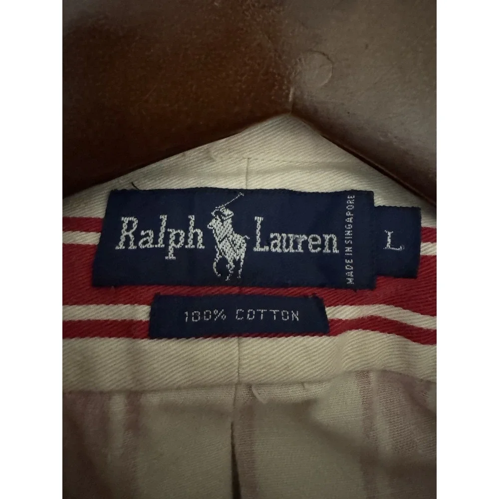 Vintage Polo Ralph Lauren Shirt Mens L Long Sleeve Button Striped Heavy Cotton